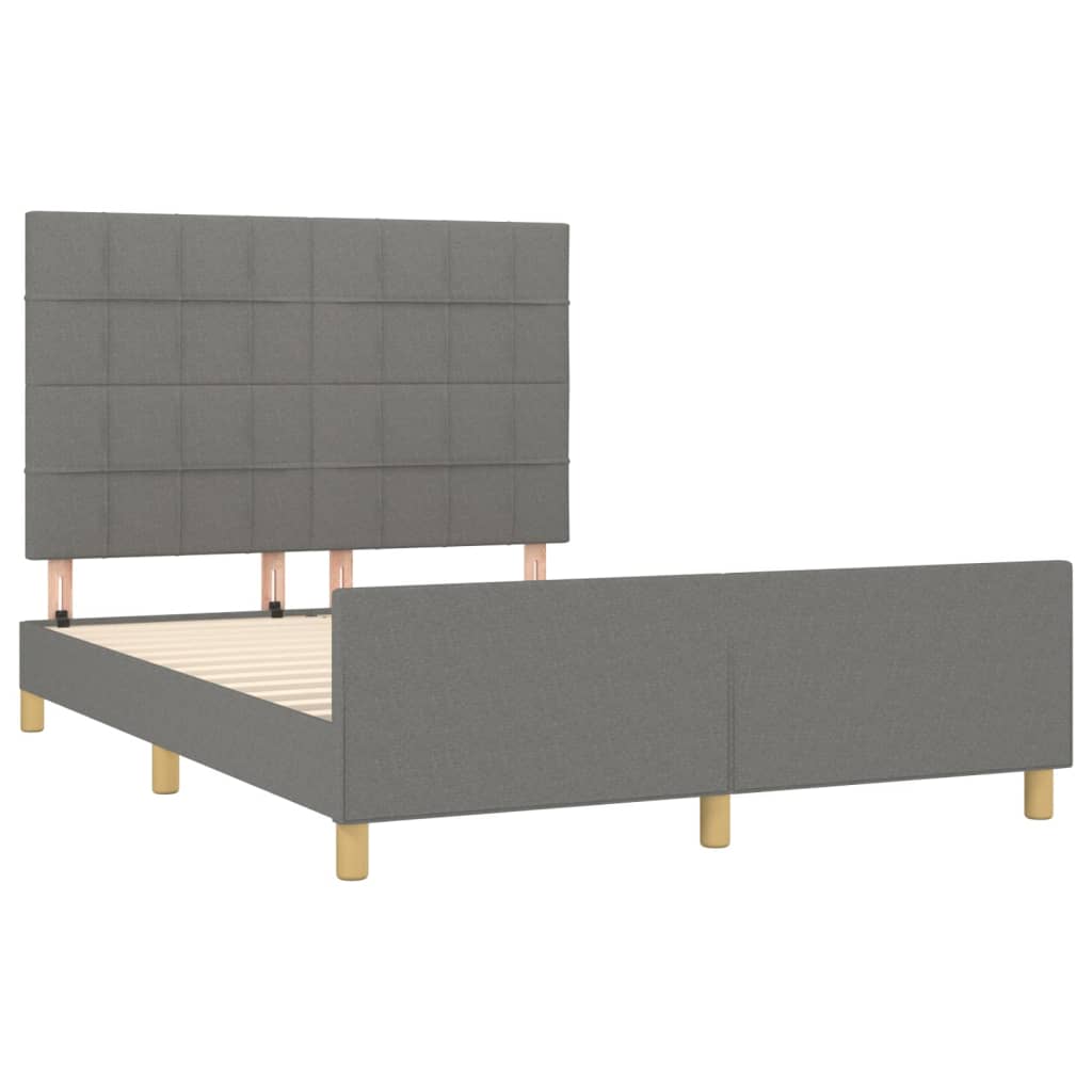 Estrutura de cama sem colchão 140x200 cm tecido cinzento-escuro