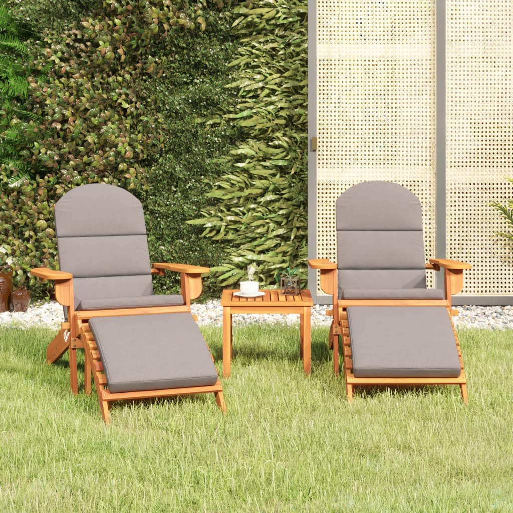 3 Pcs conjunto lounge de jardim adirondack acácia maciça