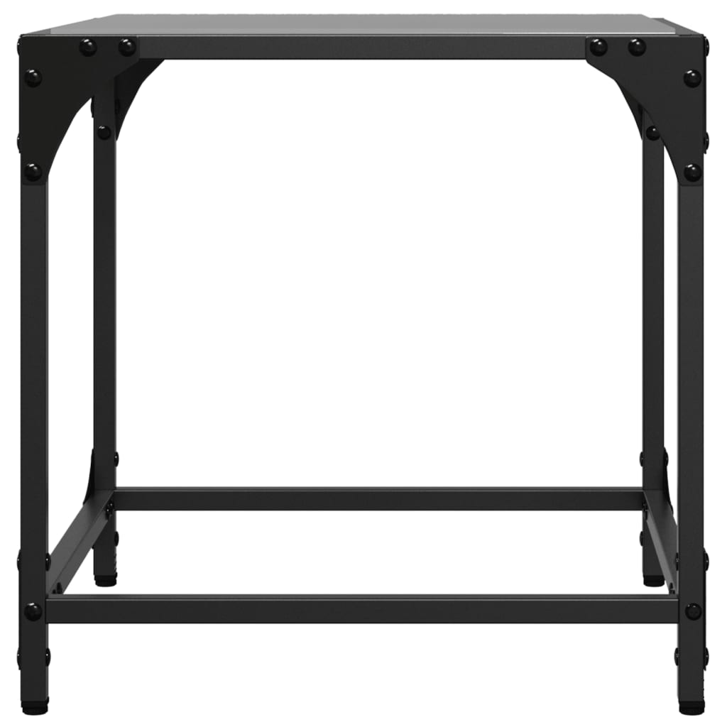 Mesas de centro c/ topo em vidro preto 2 pcs 40x40x40 cm aço