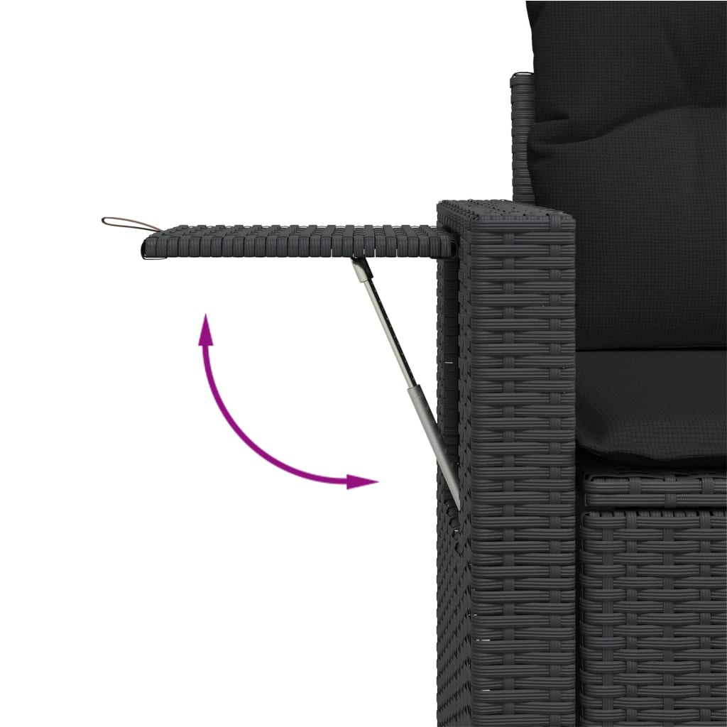 6 Pcs conjunto sofás de jardim c/ almofadões vime PE preto