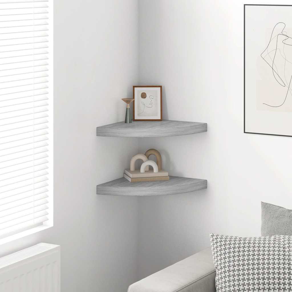 Prateleiras canto parede 2 pcs 35x35x3,8cm MDF cinzento cimento