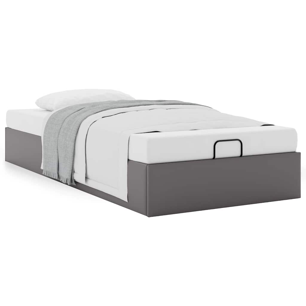 Estrutura de cama otomana sem colchão 80x200 cm cinzento