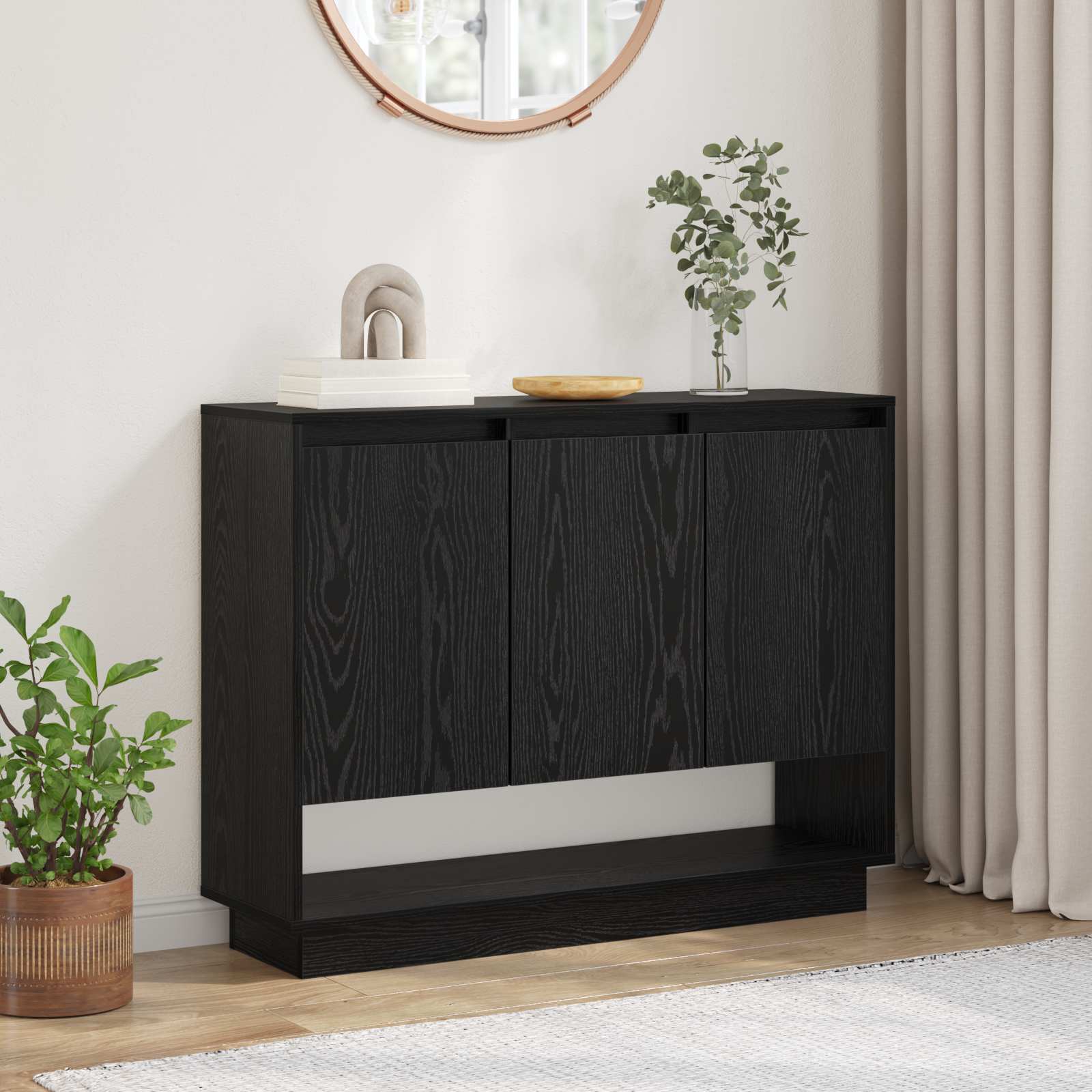 Buffet carvalho preto 97 x 29 x 75 cm derivados de madeira