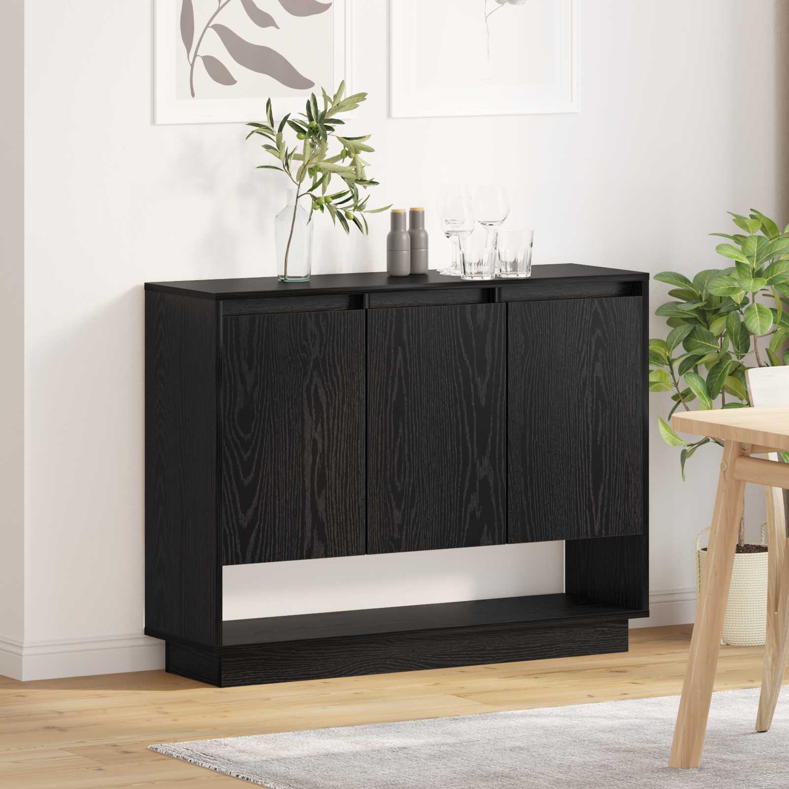 Buffet carvalho preto 97 x 29 x 75 cm derivados de madeira