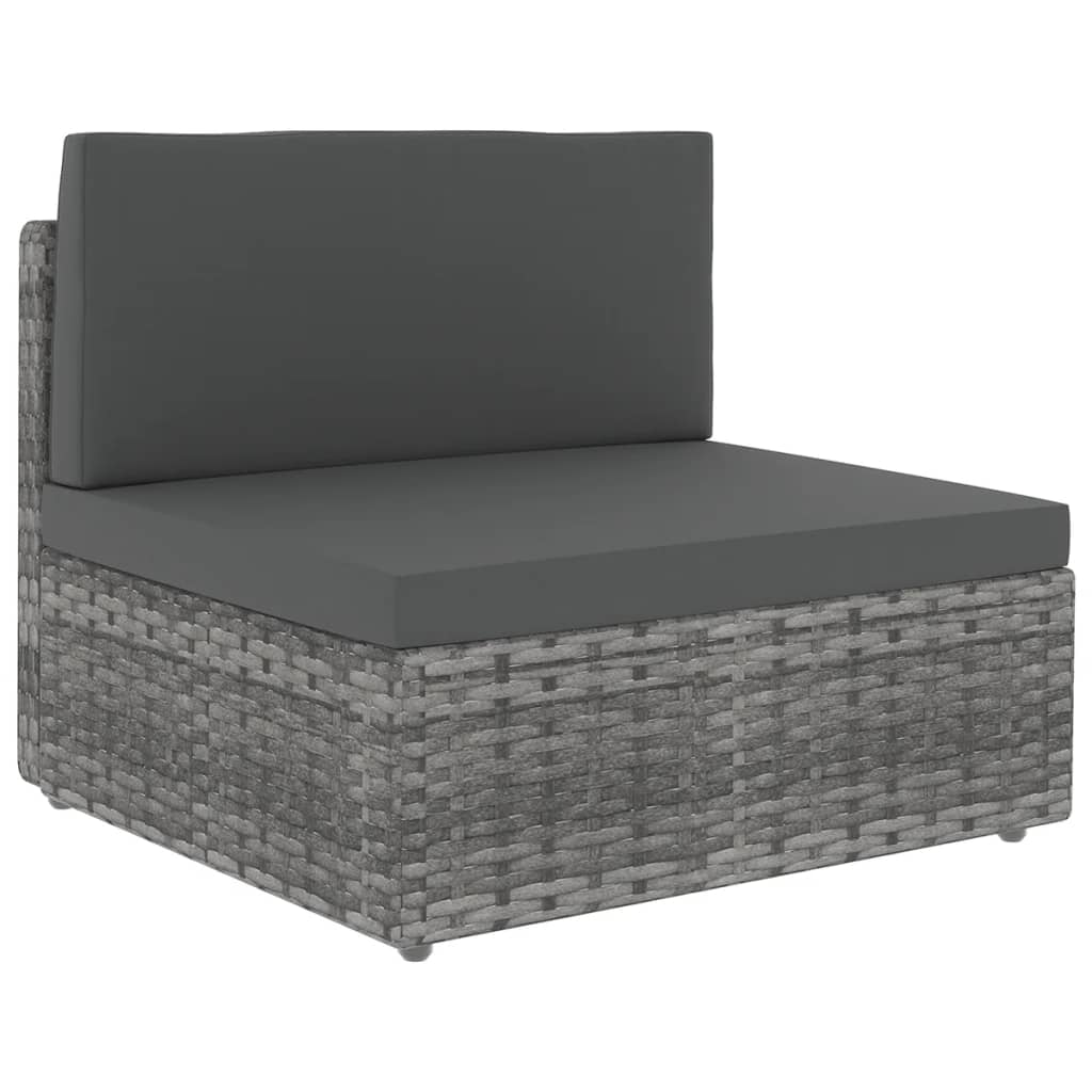 7 Pcs conjunto lounge de jardim c/ almofadões vime PE cinzento
