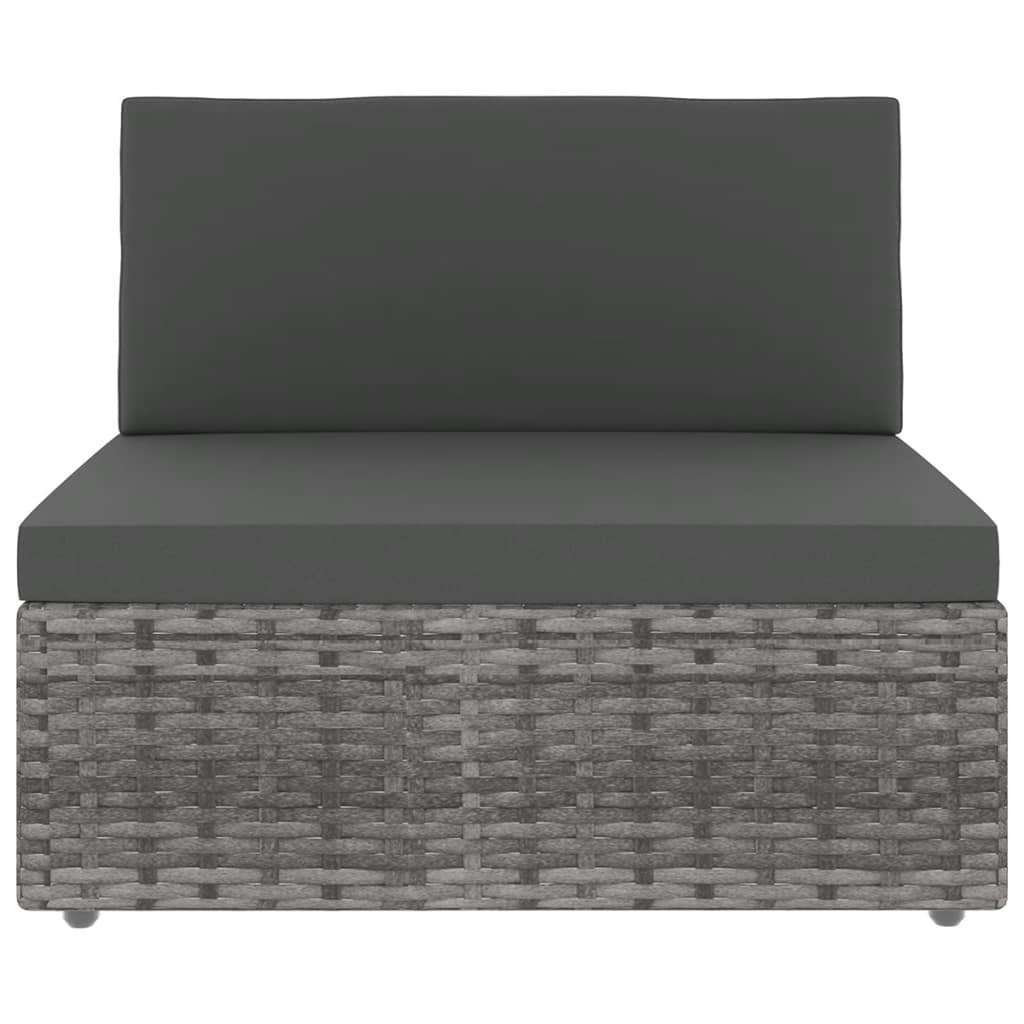 7 Pcs conjunto lounge de jardim c/ almofadões vime PE cinzento