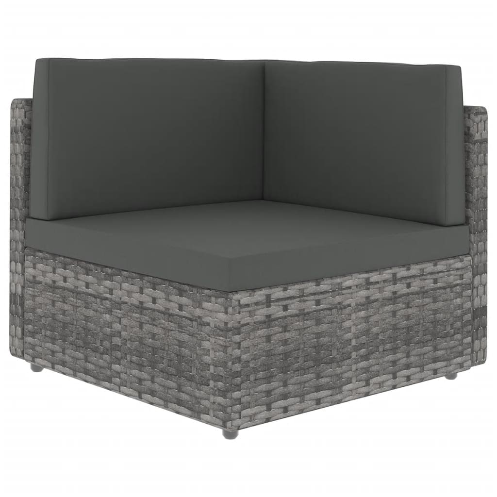 7 Pcs conjunto lounge de jardim c/ almofadões vime PE cinzento