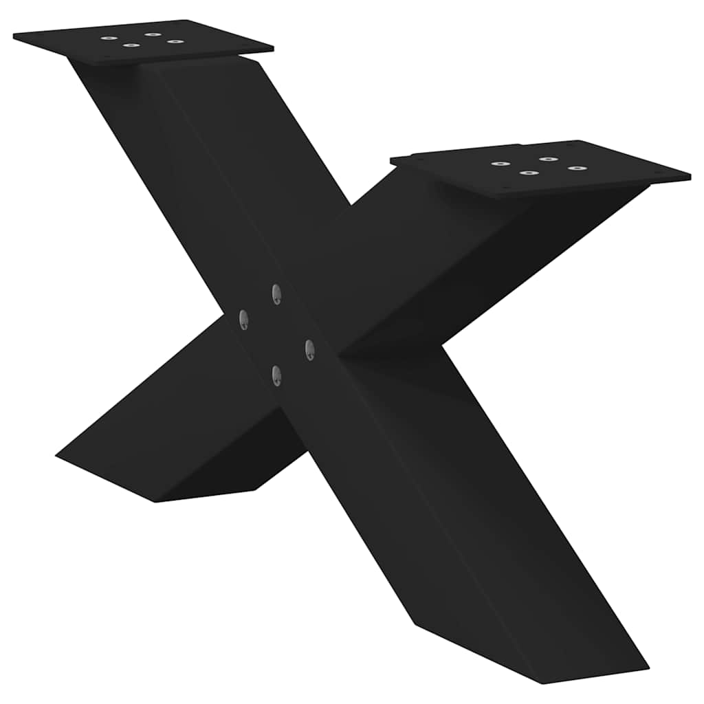 Pés para mesa de centro em formato de x, 2 peças, preto, 70x(30-31) cm, aço