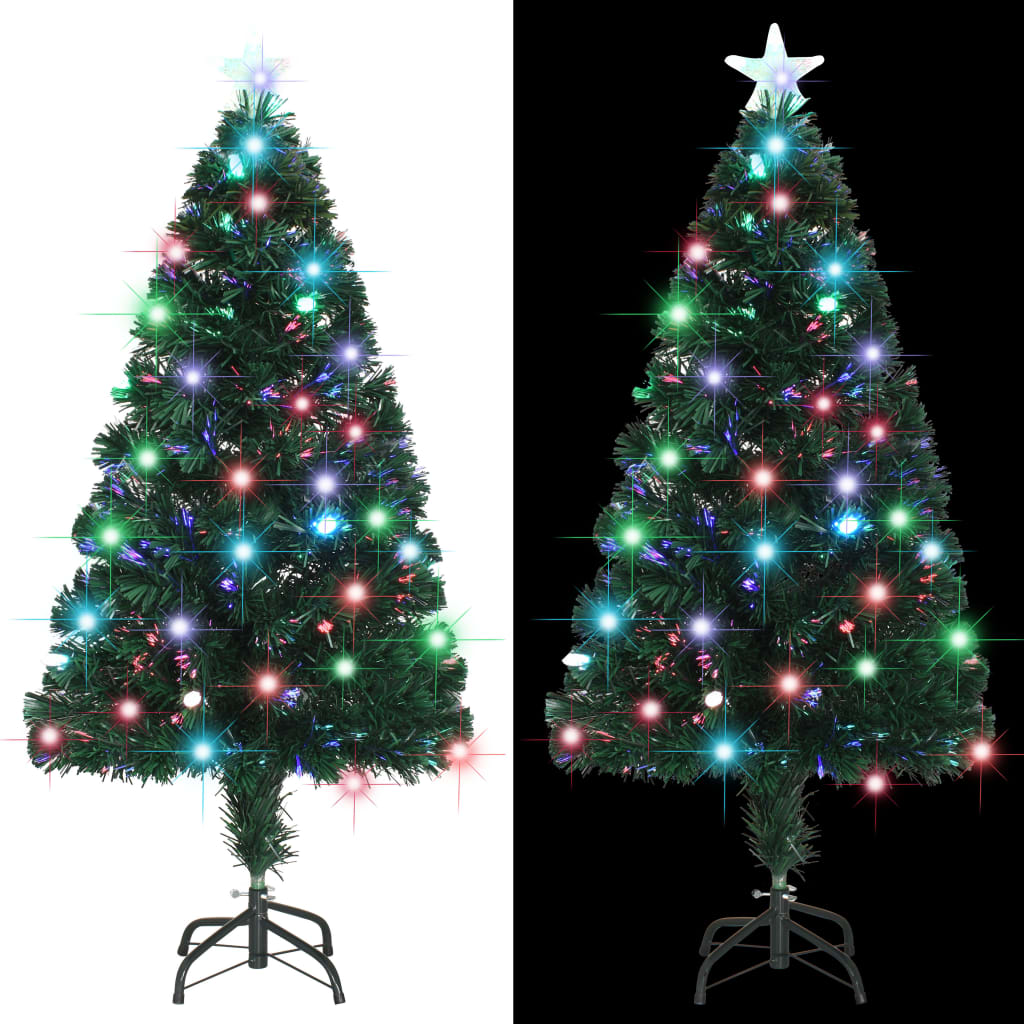 Árvore de natal pré-iluminada c/ suporte e LED 120 cm fibra ótica
