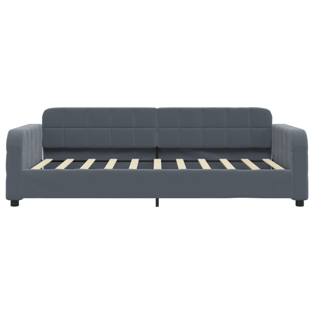 Sofá-cama com colchão 90x190 cm veludo cinzento-escuro