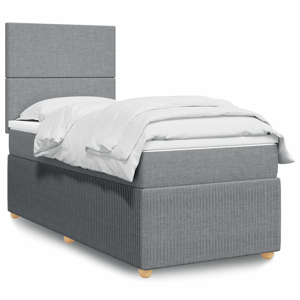Cama com molas/colchão 100x200 cm tecido cinzento-claro