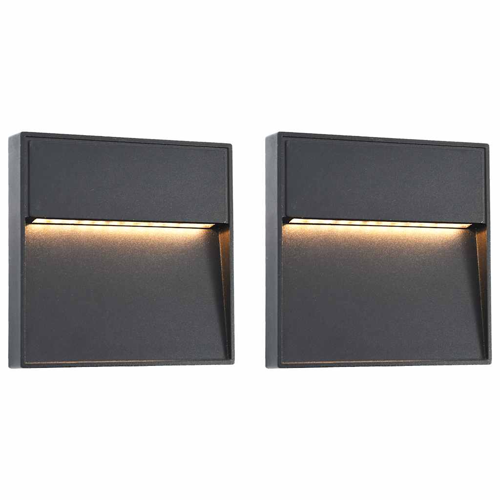 Candeeiros LED de parede exterior 2 pcs 3 w quadrado preto