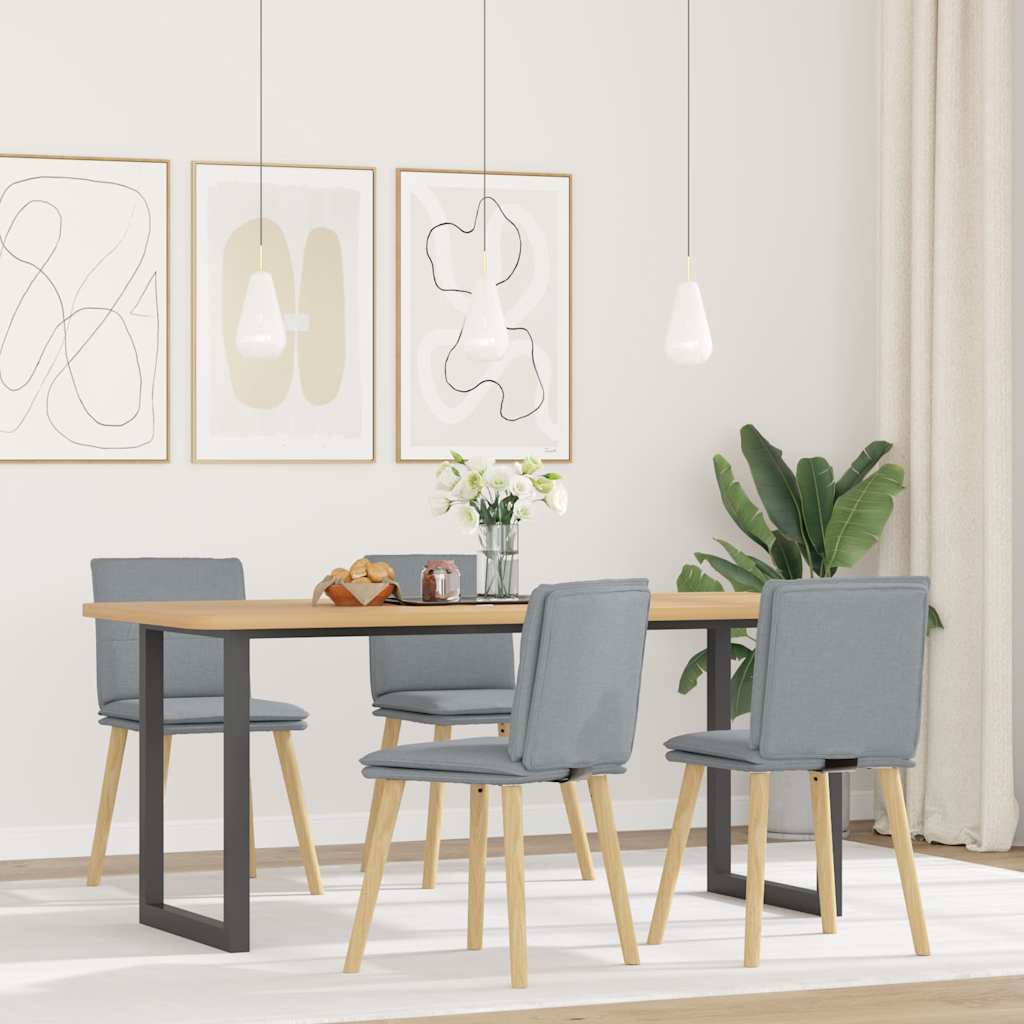 Cadeiras de jantar 4 pcs tecido cinzento-claro