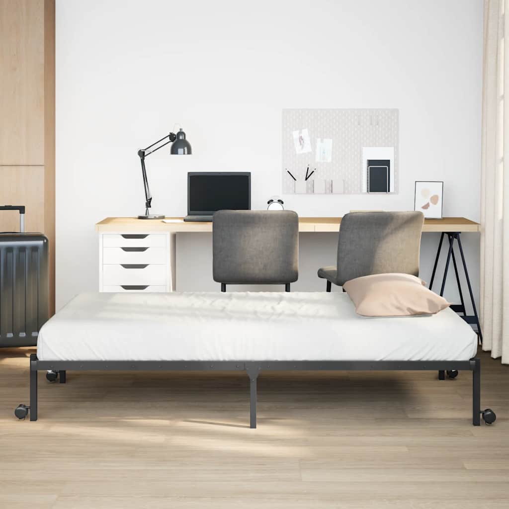 Estrutura de cama sem colchão dobrável 100x190 cm aço preto