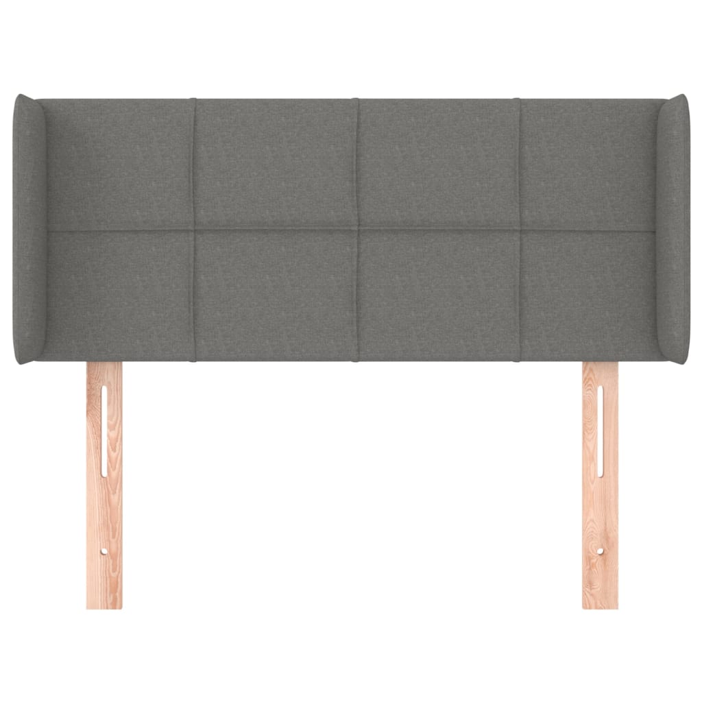 Cabeceira de cama c/ abas tecido 103x16x78/88cm cinzento-escuro