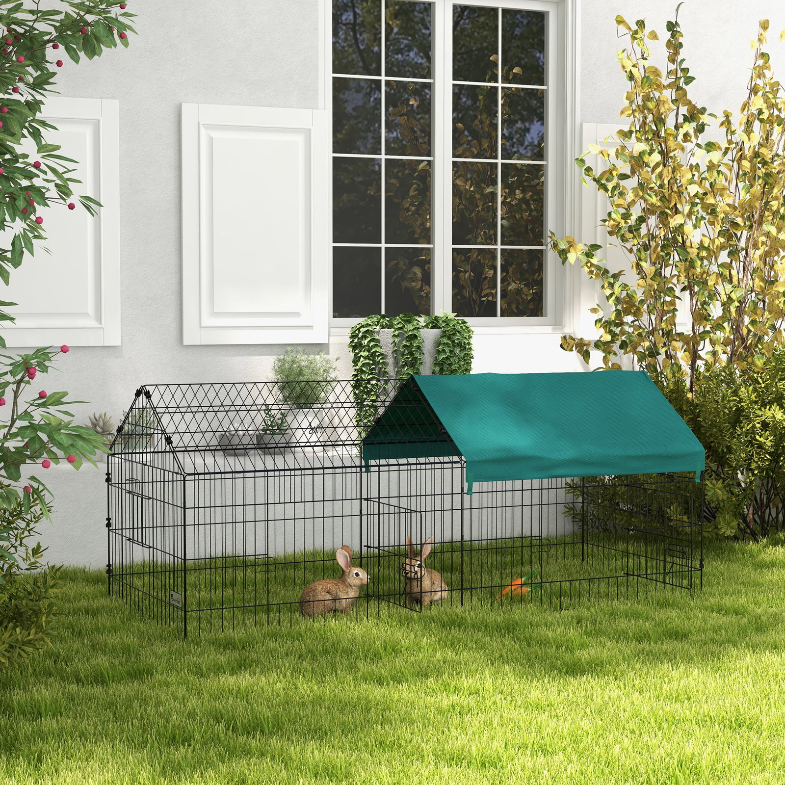 Gaiola para animais pequenos gaiola para roedores de aço com porta e toldo para coelhos chinchilas galinhas 185x75x75 cm verde