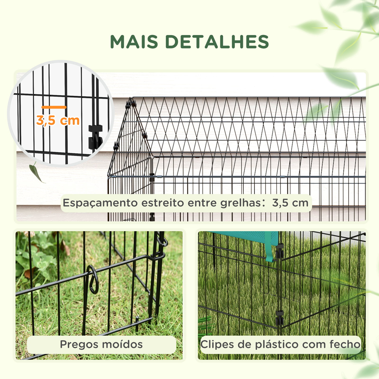 Gaiola para animais pequenos gaiola para roedores de aço com porta e toldo para coelhos chinchilas galinhas 185x75x75 cm verde