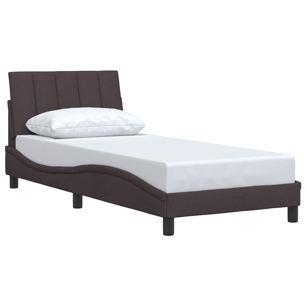 Estrutura de cama sem colchão hanko 90x200 cm tecido castanho-escuro