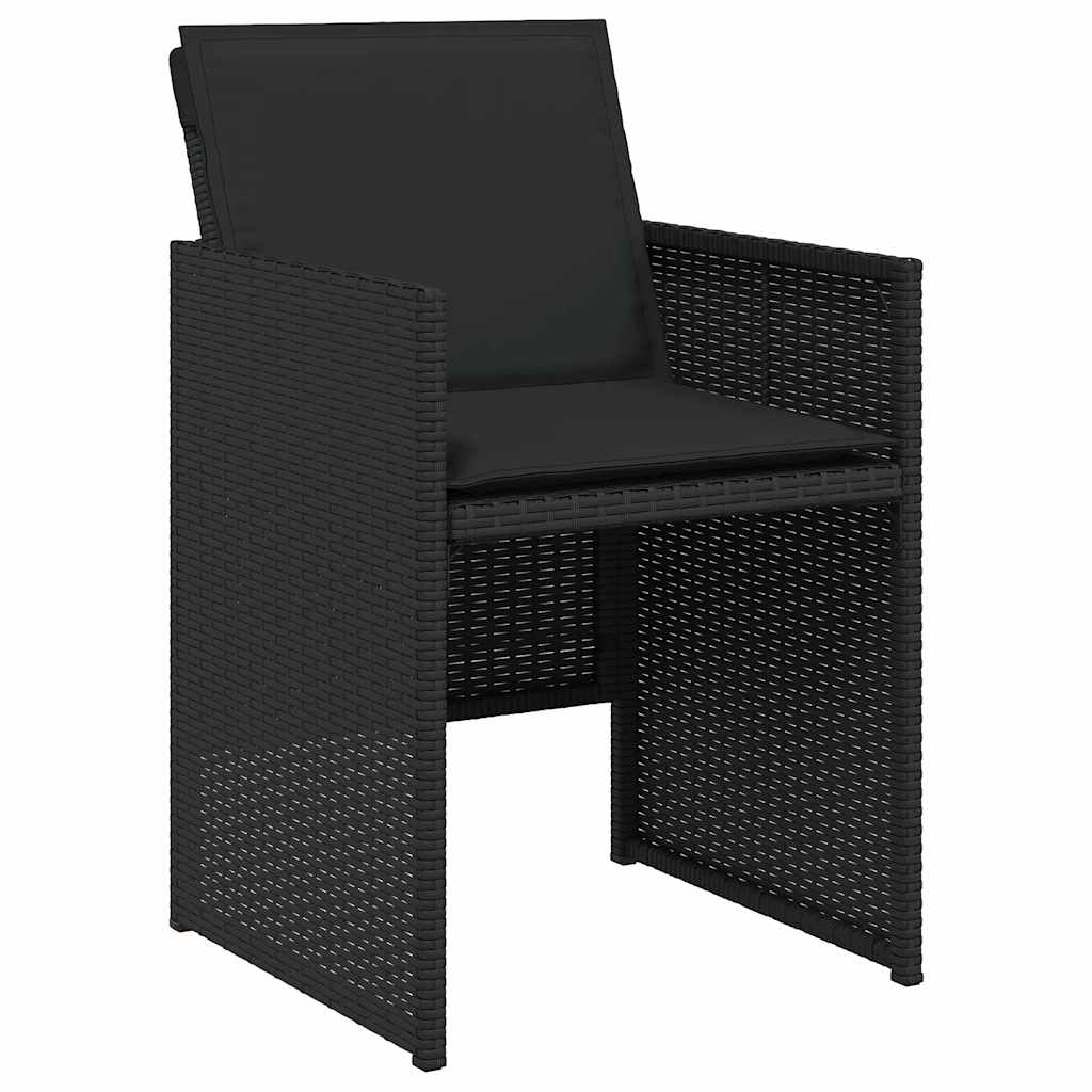 5 Pcs conjunto de jantar p/ jardim c/ almofadões vime PE preto