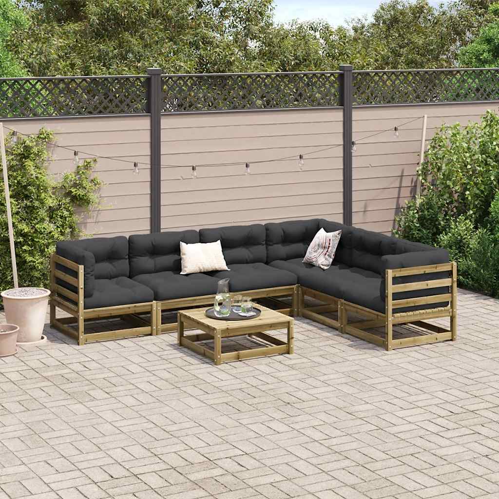 7 Pcs conjunto sofás jardim madeira de pinho impregnada