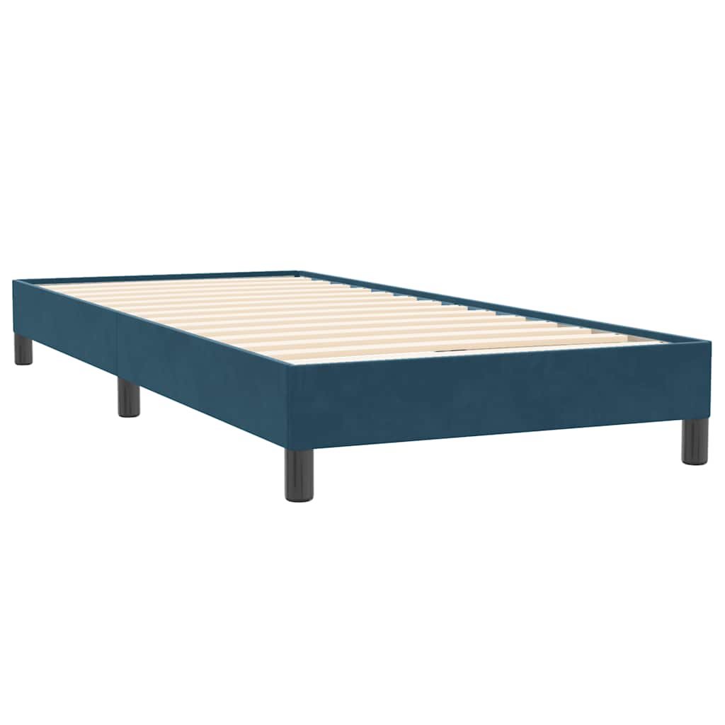 Cama com molas sem colchão 90x220 cm veludo azul-escuro