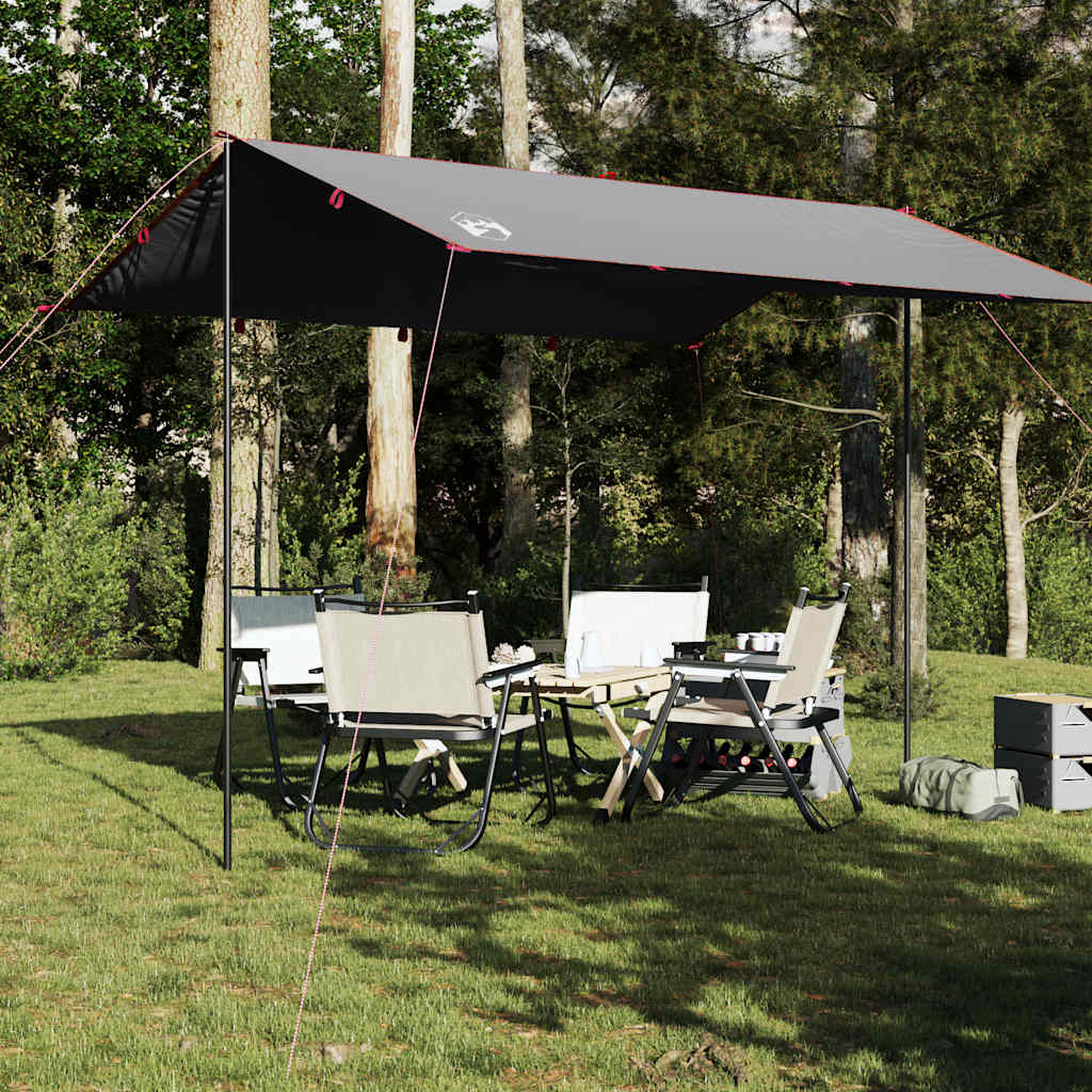 Lona de campismo 360x294 cm impermeável cinzento e laranja