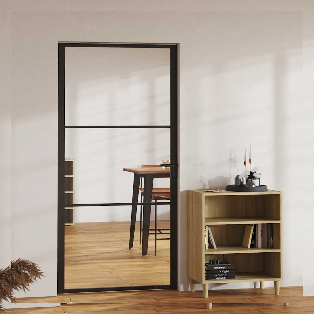 Porta de interior em vidro esg e alumínio 102,5x201,5 cm preto