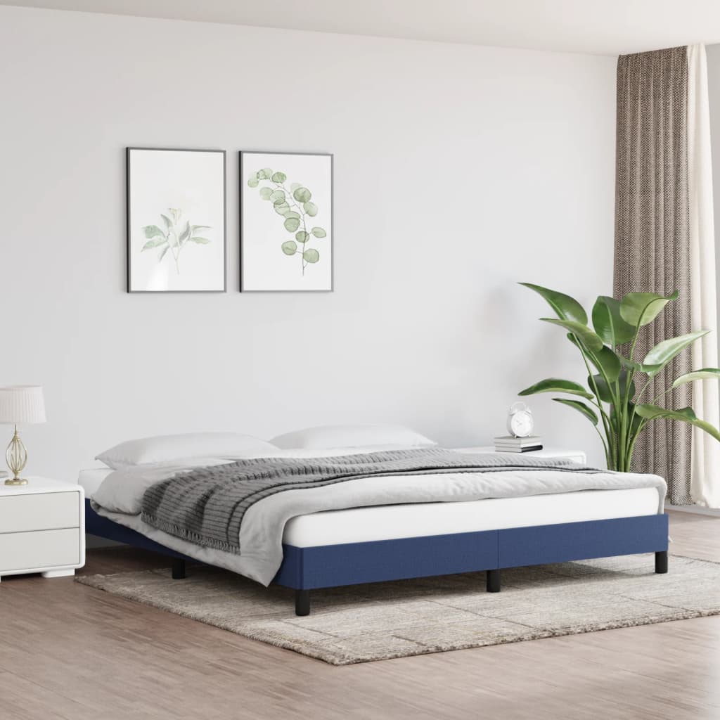 Estrutura de cama sem colchão 160x200 cm tecido azul