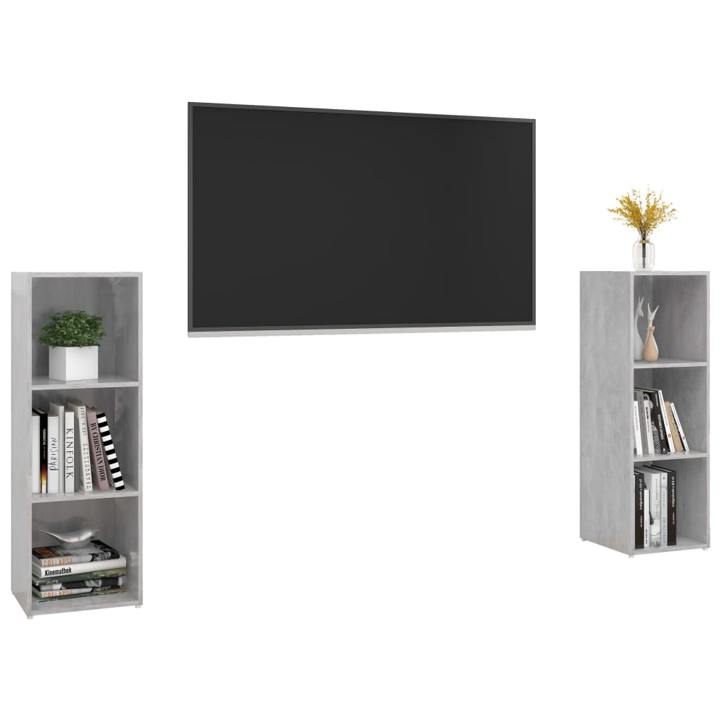 Móveis de TV 2 pcs 107x35x37 cm contraplacado cinzento cimento