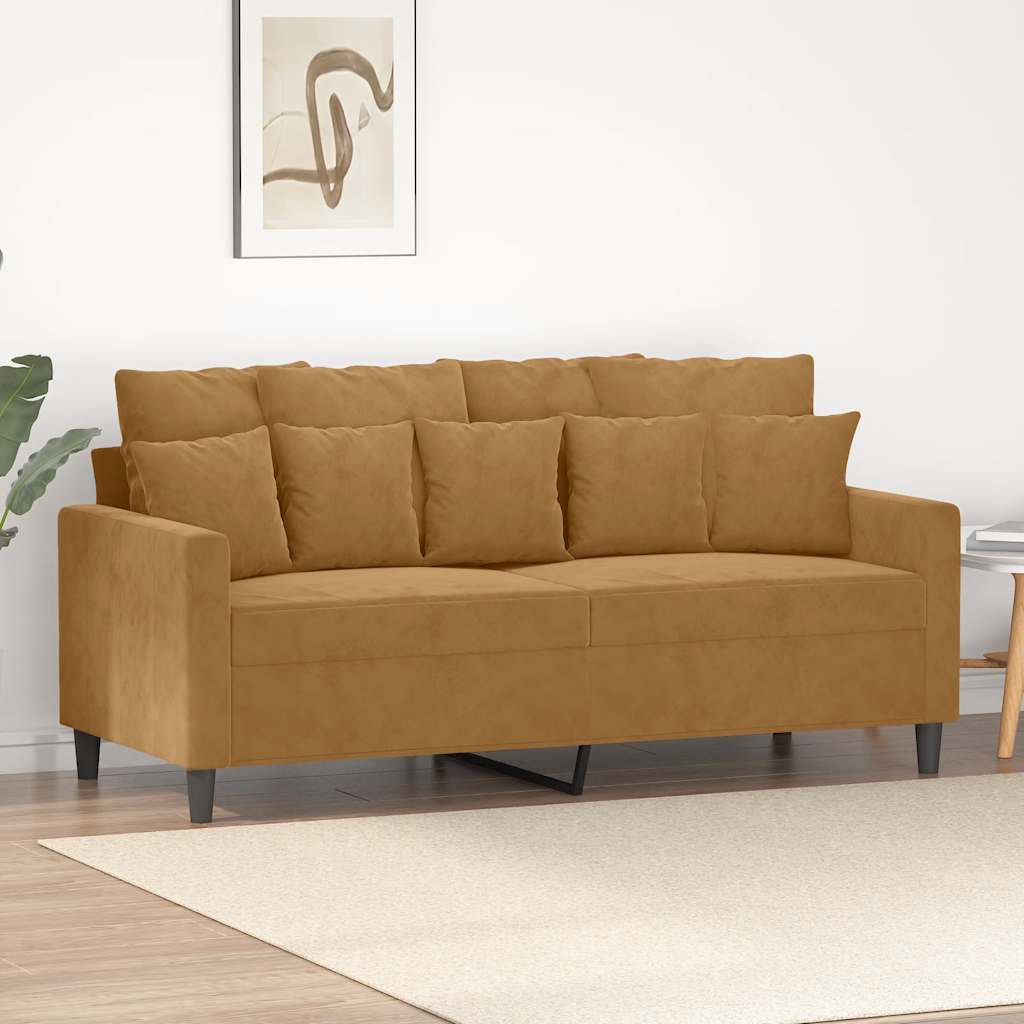 Sofá de 2 lugares veludo 140 cm castanho