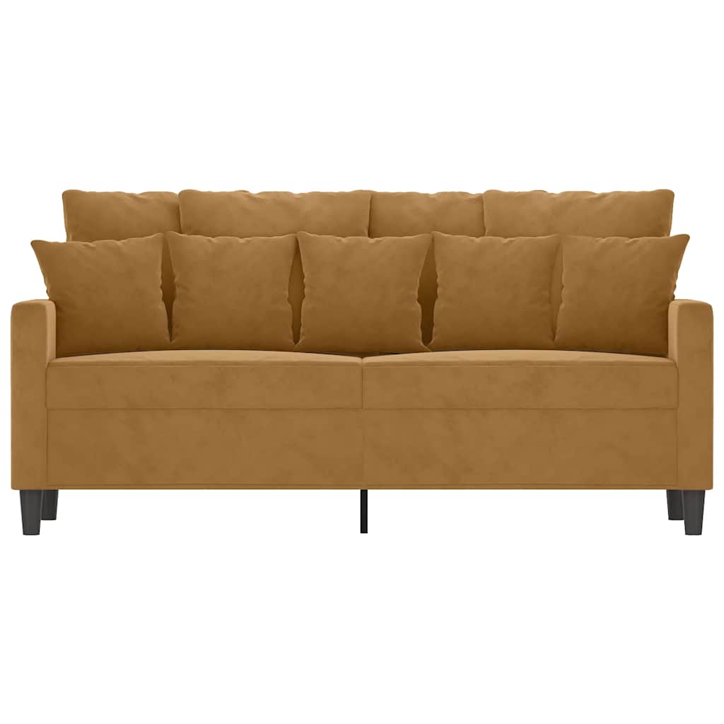 Sofá de 2 lugares veludo 140 cm castanho