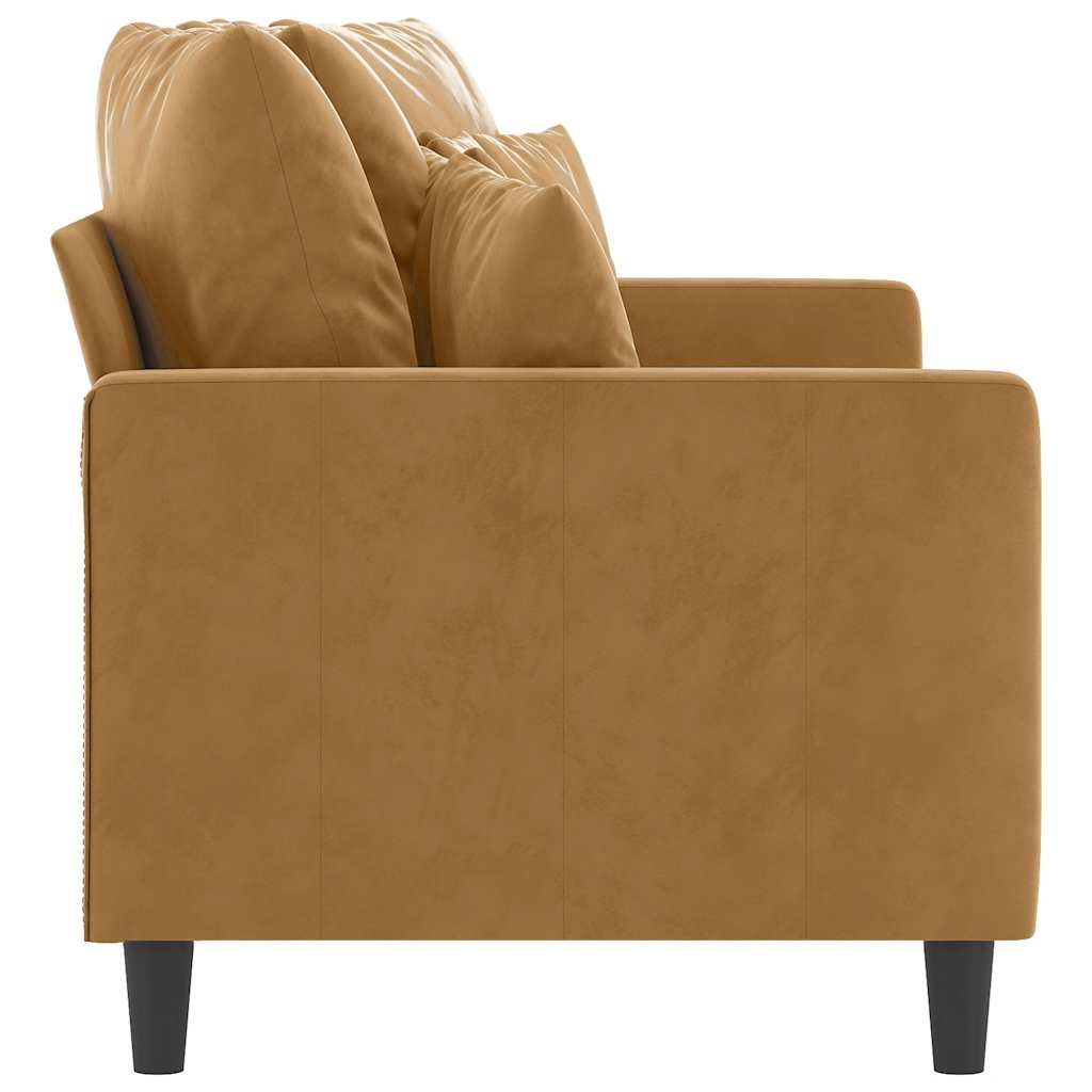 Sofá de 2 lugares veludo 140 cm castanho