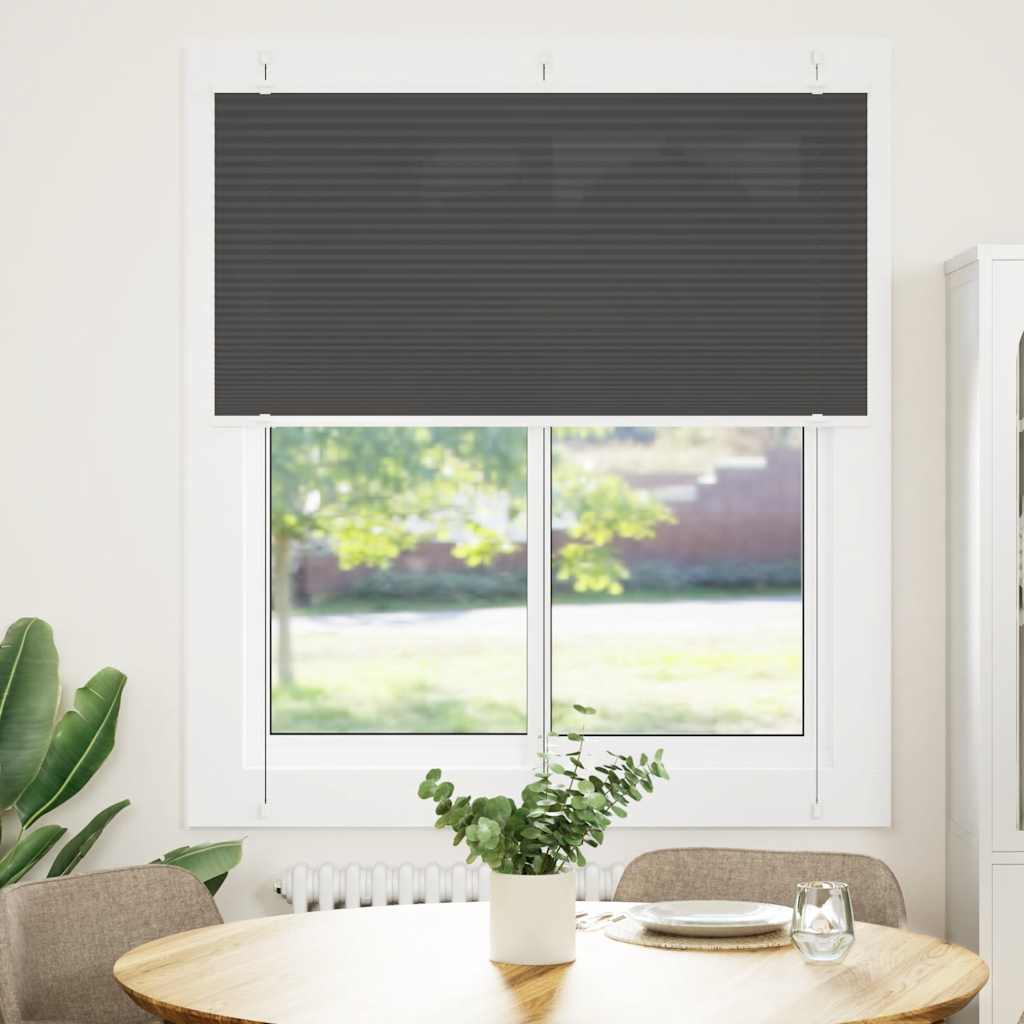 Preto plissada cega 115x150 cm largura tecido 114,4cm poliéster
