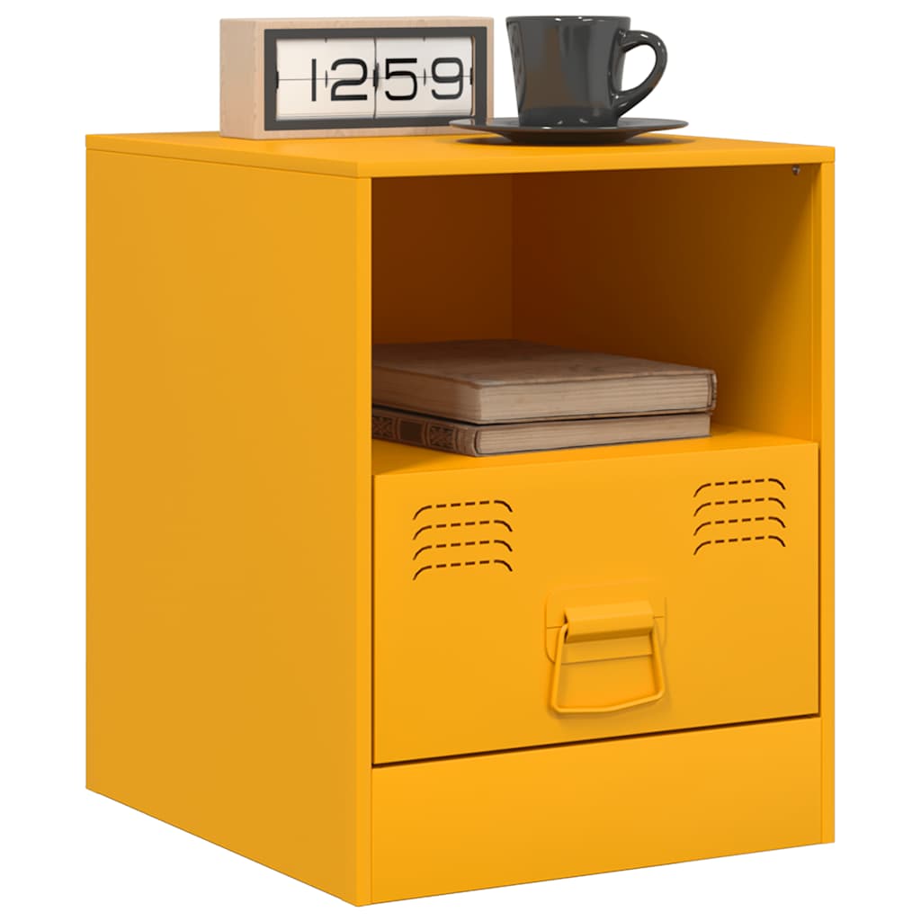 Mesas de cabeceira 2 pcs 34,5x39x44 cm aço amarelo mostarda