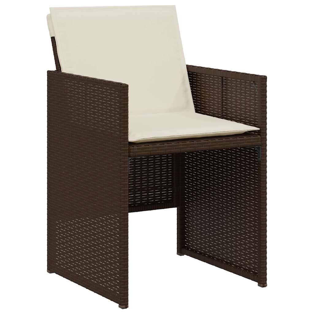 3 Pcs conjunto bistrô com almofadões vime PE castanho