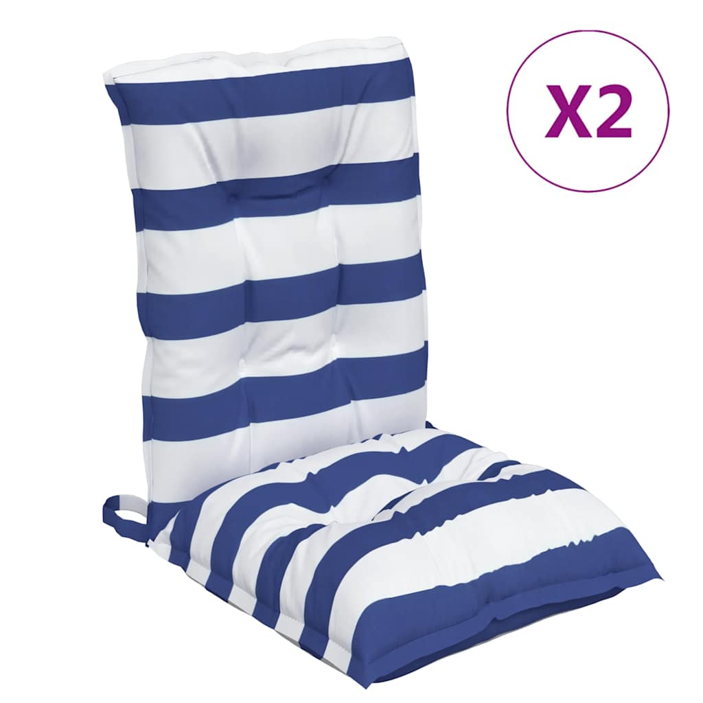 Almofadões cadeira encosto baixo 2pcs tecido oxford azul/branco