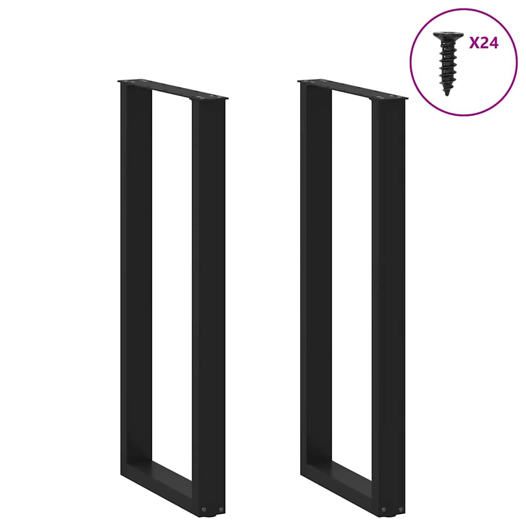 Pés de mesa de bar em forma de u, 2 peças, preto, 50x (110-111) cm, aço