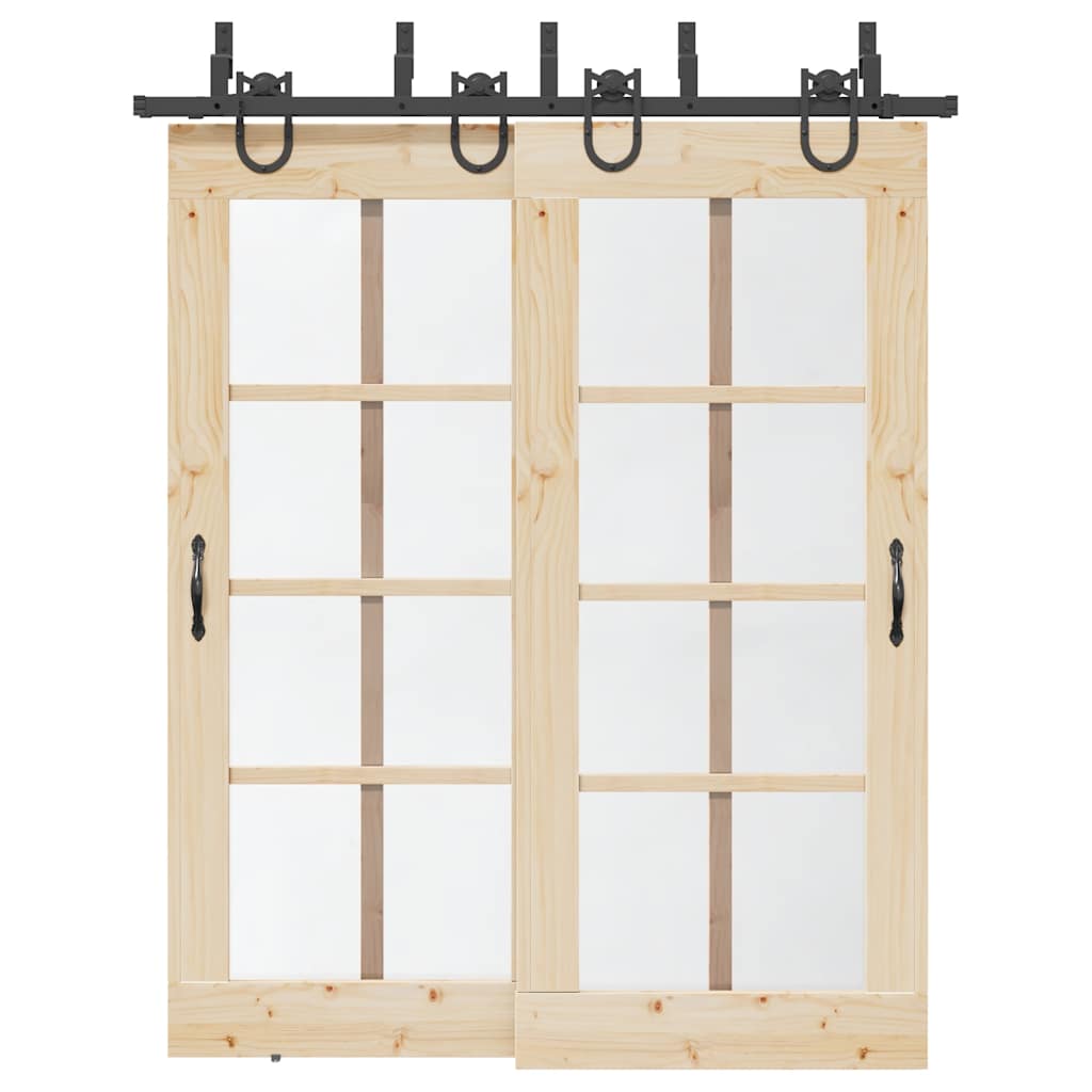 Kit de ferragens para porta deslizante 183 cm aço preto