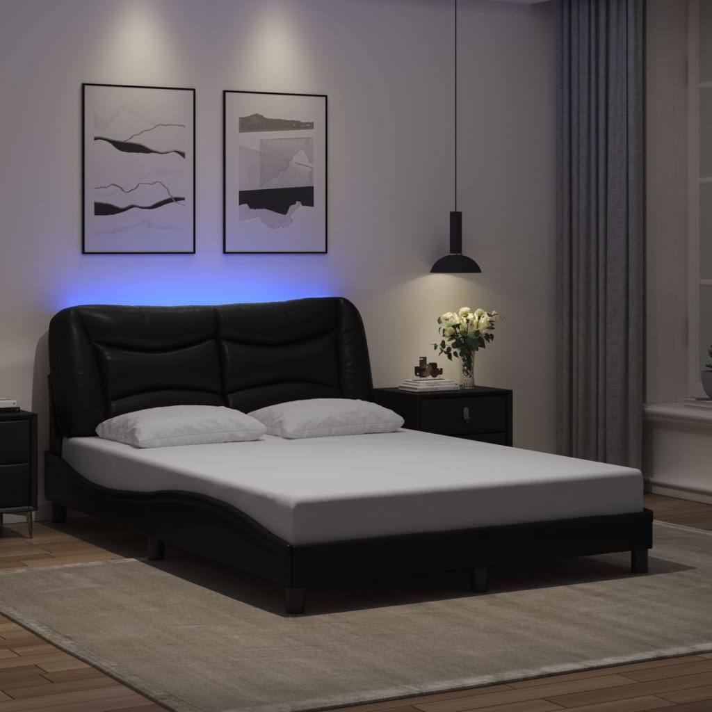 Estrutura de cama com LED sem colchão hvar 120x200cm preto