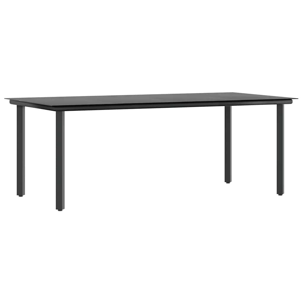 Conjunto de jantar jardim 7 peças almofadas vidro vime PE preto