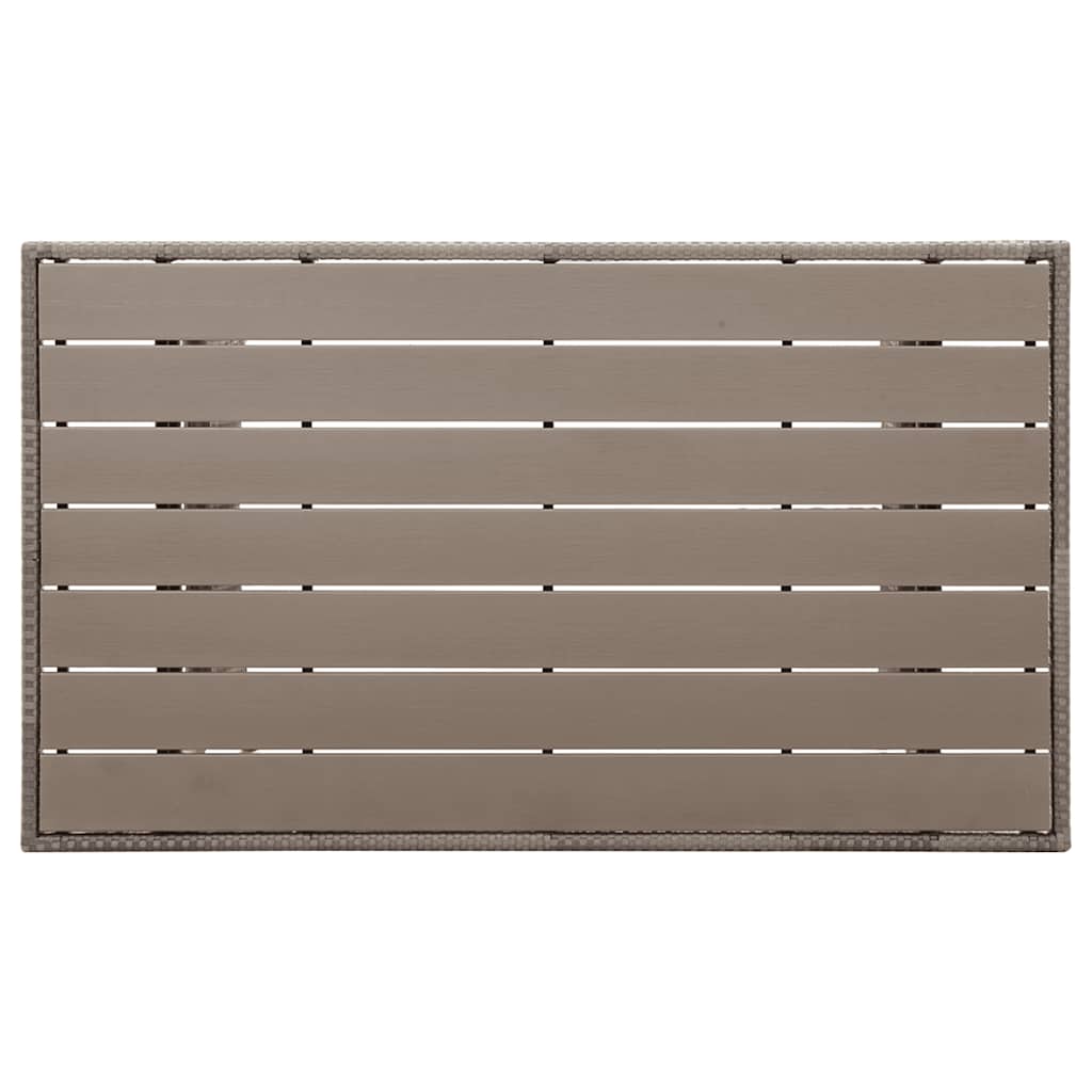 Mesa de jardim 120x70x66 cm vime PE cinzento