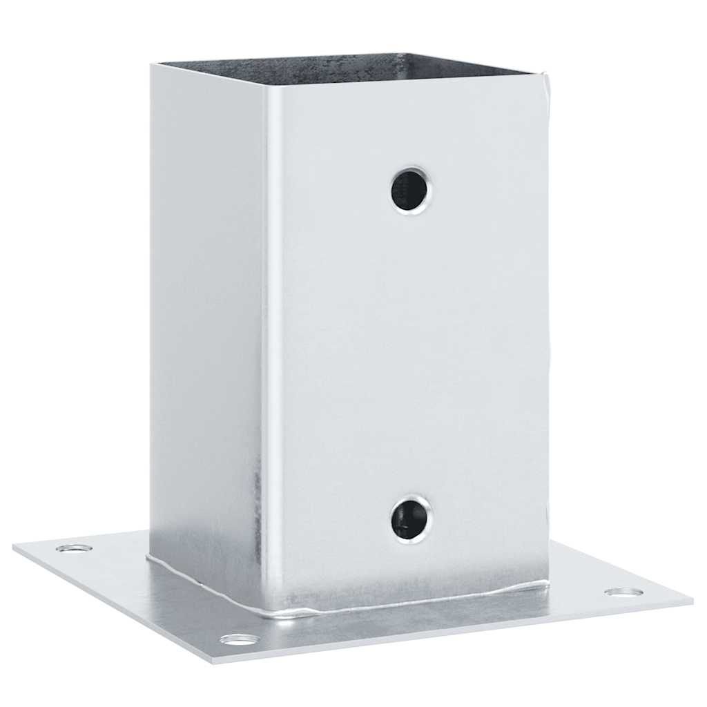 Bases de poste quadradas 12 pcs prata 91x91 mm aço galvanizado