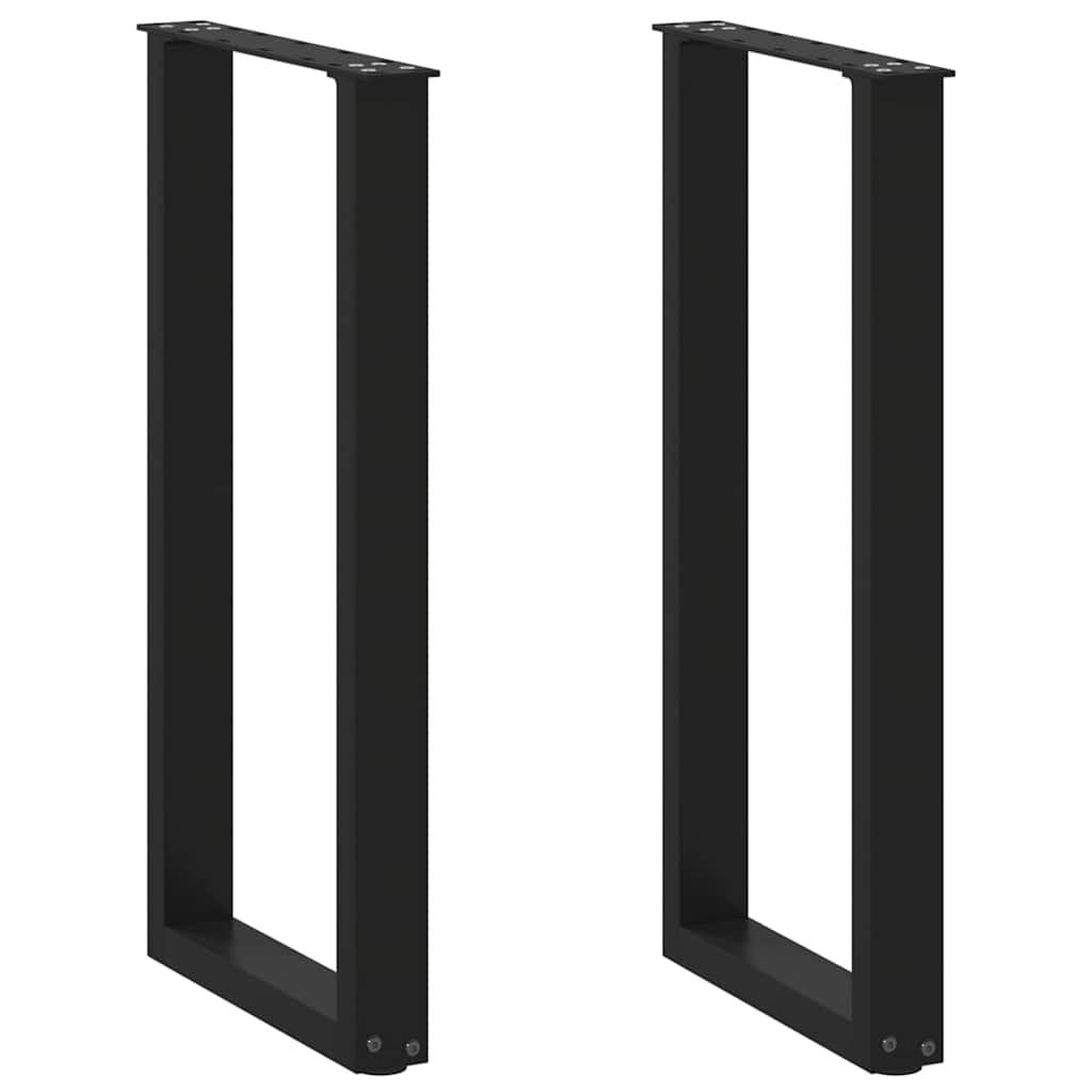 Pés de mesa de console em forma de u, 2 peças, preto, 38x(72-73) cm, aço