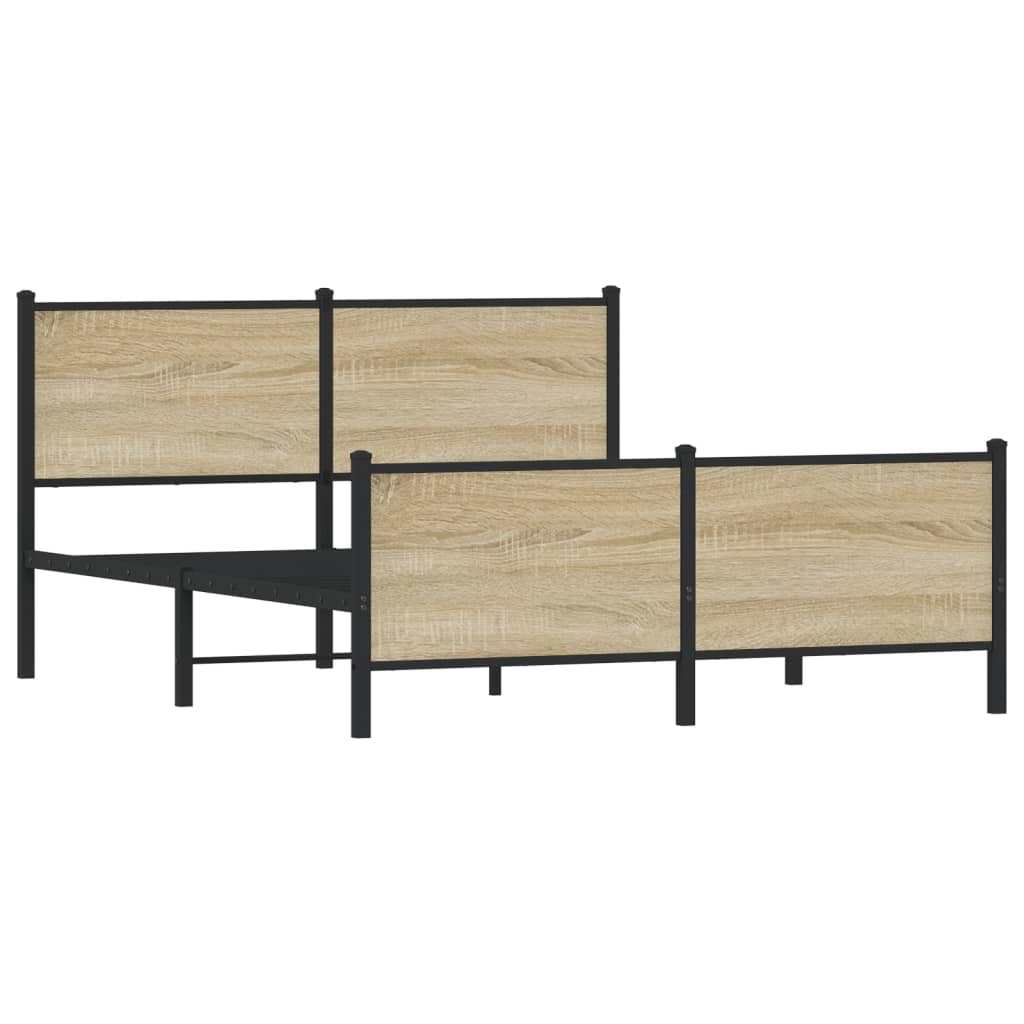 Estrutura de cama sem colchão 140x190 cm metal carvalho sonoma
