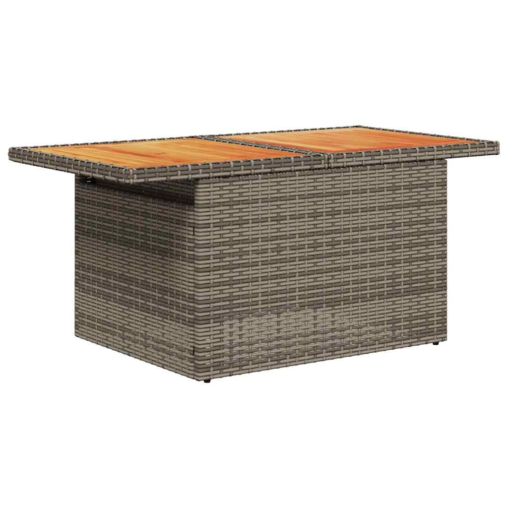 7 Pcs conjunto sofás jardim almofadões vime PE/acácia cinzento