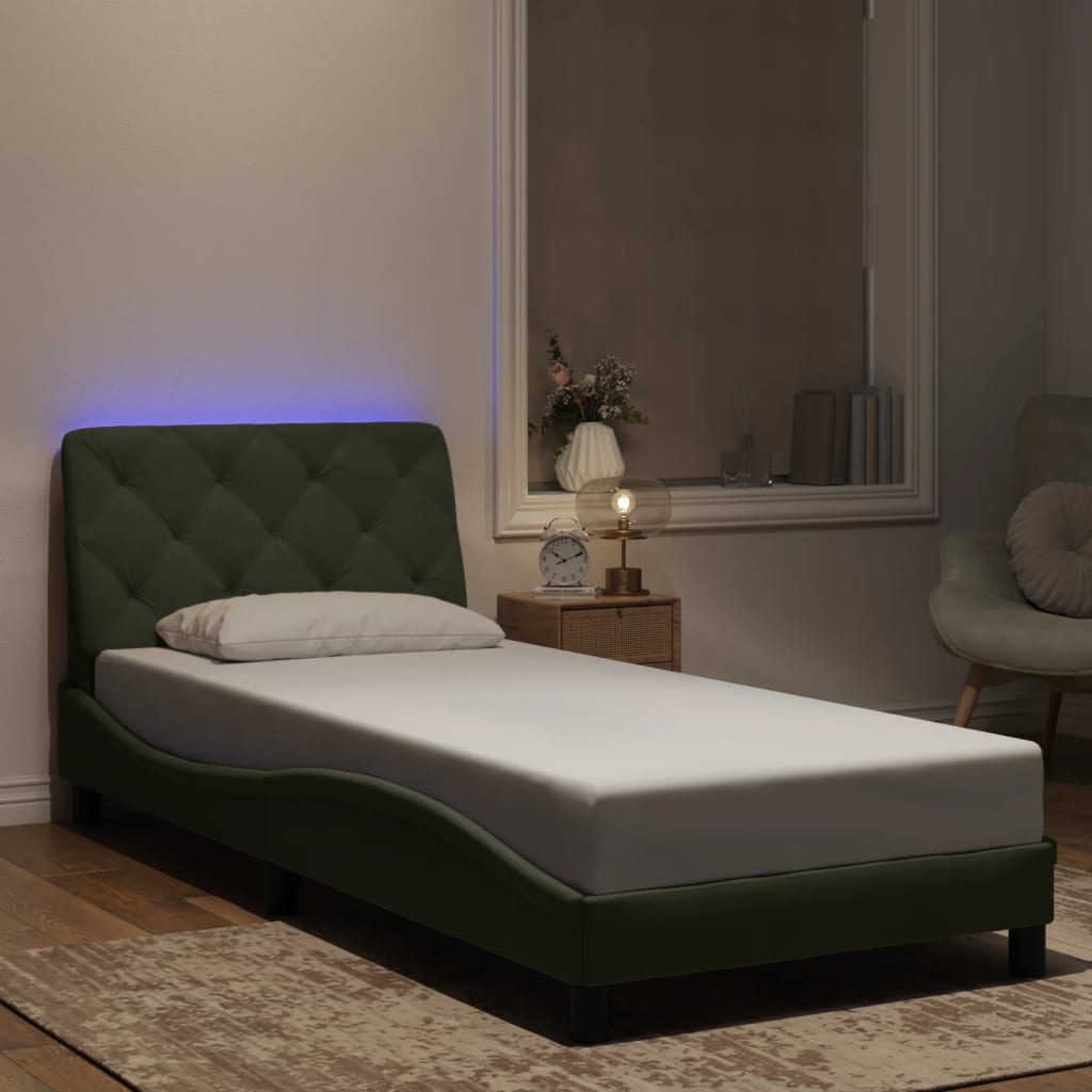 Estrutura de cama com LED sem colchão 80x200 cm veludo cinzento-claro