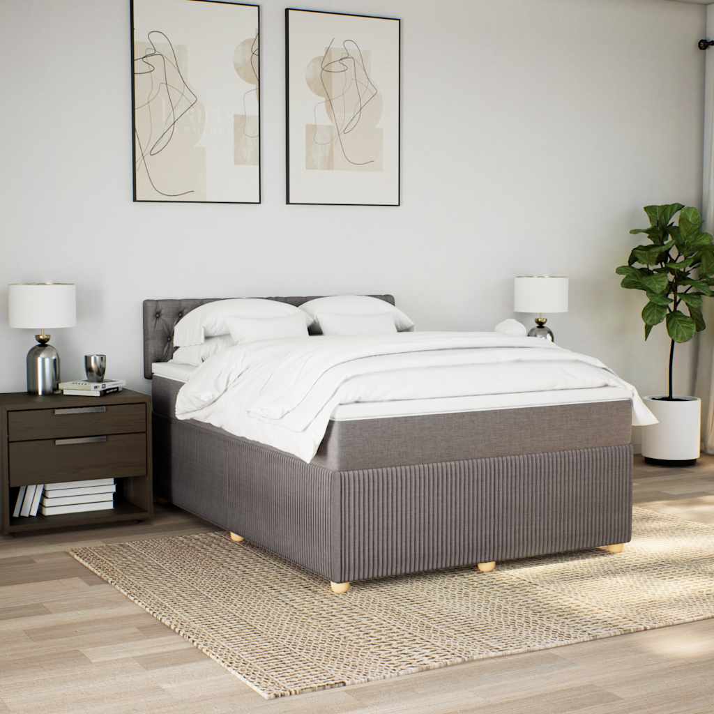 Cama com molas/colchão 140x200 cm tecido castanho-acinzentado