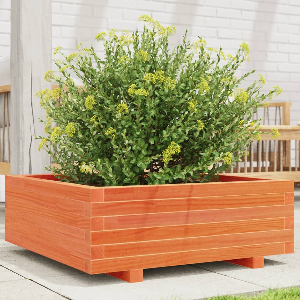Vaso/floreira de jardim 70x70x26,5 cm pinho maciço castanho-mel