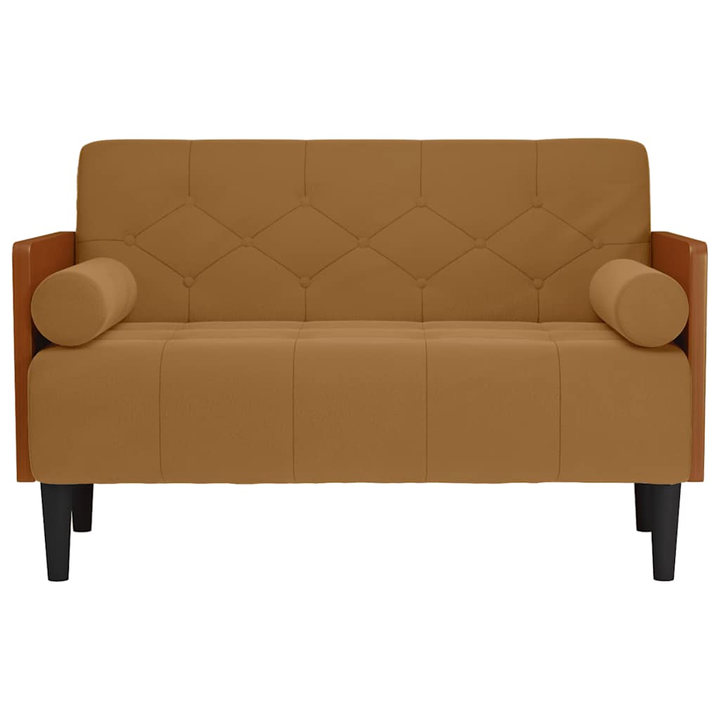 Sofá-luvas com rolos 110 cm veludo castanho