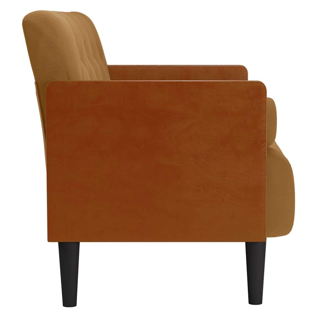 Sofá-luvas com rolos 110 cm veludo castanho
